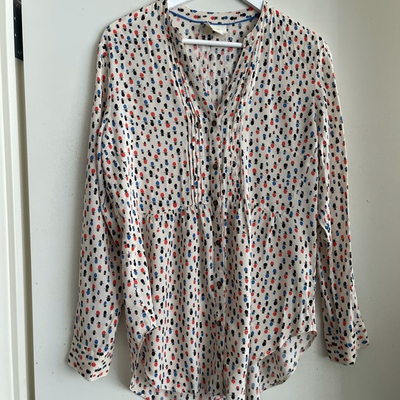 Anthro Maeve “People” Printed Pintuck Blouse - Picture 3 of 6